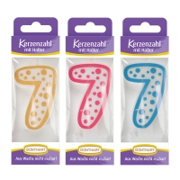 12 St. Wachskerzen-Zahlen mit Halter Nr. 7