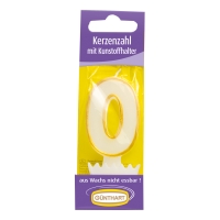 15 St. Wachskerzen-Zahlen mit Halter Nr. 0