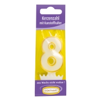15 St. Wachskerzen-Zahlen mit Halter Nr. 8