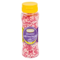 6 St. Streudekor, Zucker-Herzen klein, weiß-rosa, 100 g / St.