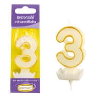 15 St. Wachskerzen-Zahlen mit Halter Nr. 3