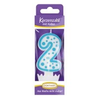 12 St. Wachskerzen-Zahlen mit Halter Nr. 2