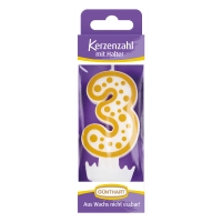 12 St. Wachskerzen-Zahlen mit Halter Nr. 3