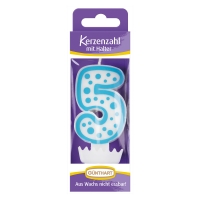 12 St. Wachskerzen-Zahlen mit Halter Nr. 5