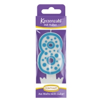 12 St. Wachskerzen-Zahlen mit Halter Nr. 8