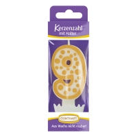 12 St. Wachskerzen-Zahlen mit Halter Nr. 9