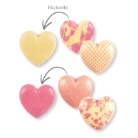 28 St. Schokoladen-Hohlherz 3D, weisse Schokolade, rosa, sortiert