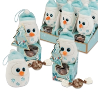 12 St. Plüsch-Schneemann auf Box, gefüllt mit feinen Pralinen
