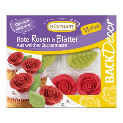 10 St. Rote Rosen und Blätter 