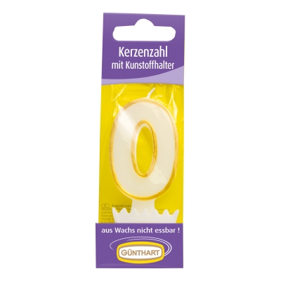 15 St. Wachskerzen-Zahlen mit Halter Nr. 0 