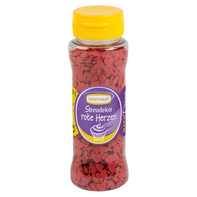6 St. Streudekor, Zucker-Herzen rot, 100 g / St. 