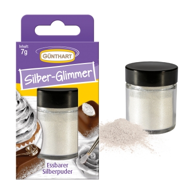 6 St. Silber-Glimmer, Lebensmittelfarbe, 7 g 