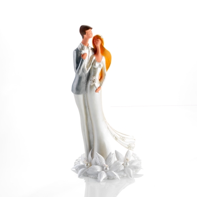 1 St. Großes Poly-Brautpaaraufsatz mit Blumendekoration 