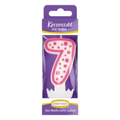 12 St. Wachskerzen-Zahlen mit Halter Nr. 7 