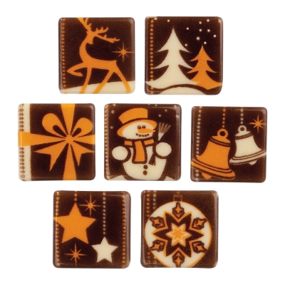162 St. Quadrate Weihnachtsmotive, weiße Schokolade, sortiert 