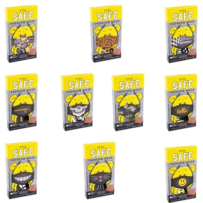 10 St. Pralinenpräsent mit Stoffmaske, sortiert 