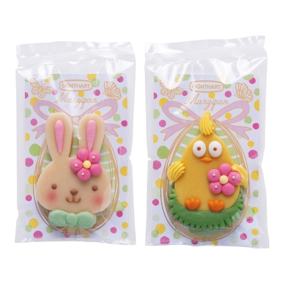 10 St. Marzipanfiguren  Hase und Küken  im Cellophanbeutel, sortiert 
