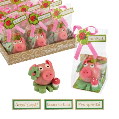 24 St. Glücks-Schwein mittel auf Kleeblatt 