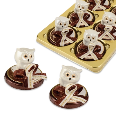 16 St. Porzellan-Eule auf Pralinentaler 