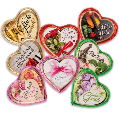 40 St. Große Pralinenherzen, bunt, Romantik-Serie 