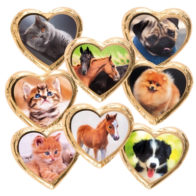 40 St. Große Pralinenherzen  Tiere , sort. 